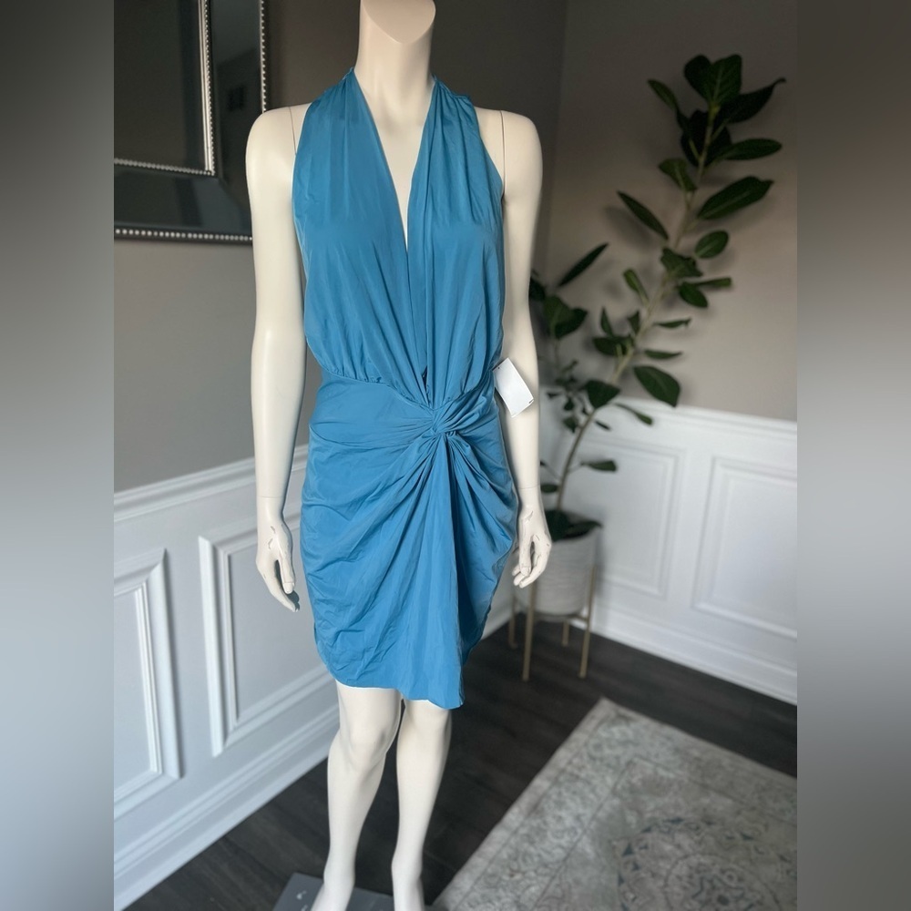 VIX Karina gathered stretch-jersey coverup sz L in Blue 168$ - Picture 7 of 9